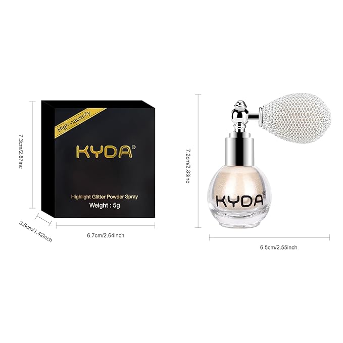 KYDA Highlighter Powder Spray, Glitter High Gloss Spray Shimmer Sparkle Powder Makeup Spray, for Face Body Cosmetic-Light Gold-BrightBean Baby