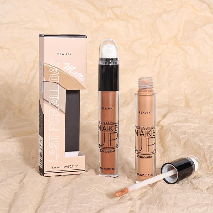 2 Pack Liquid Foundation Cream for Face Makeup,Durable Full Coverage Matte Concealer Make Up,Oil Control & Waterproof Base Primer -0.35+0.35 Fl.Oz (05+06#)-BrightBean Baby