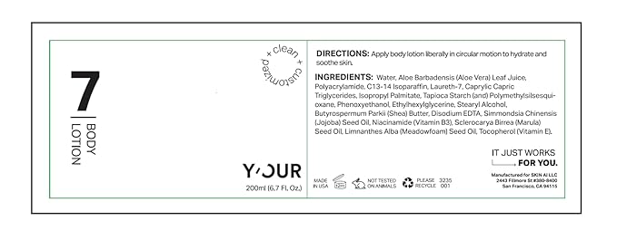 Y’OUR Moisturizing Body Lotion: Daily Hydrating Moisturizer for Dry, Cracked Skin; Vegan, Natural & Organic Skincare with Shea Butter, Aloe Vera, Jojoba Oil & Vitamin E. Made in USA for Women & Men-BrightBean Baby