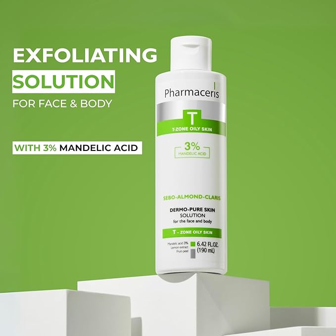 Face & Body Breakout Solution - 3% Mandelic Acid Helps Clarify Blemish & Acne Prone Skin, Face, Back & Chest Pimples Exfoliating & Clearing Treatment, SEBO-ALMOND-CLARIS, 6.42 fl oz-BrightBean Baby