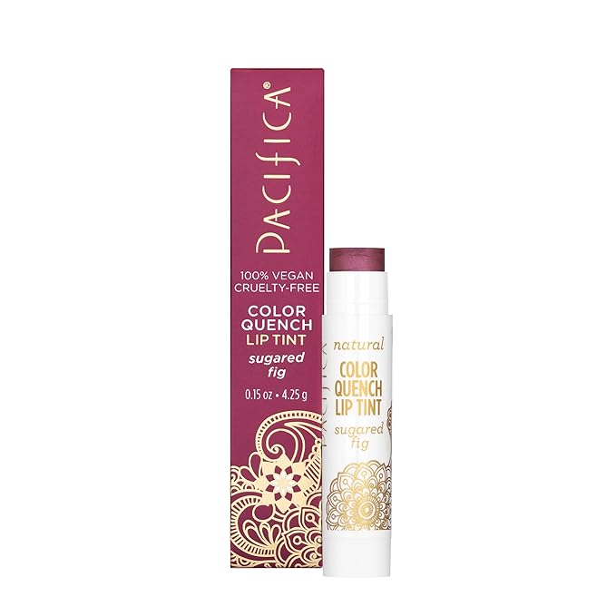 Pacifica Beauty Color Quench Tinted Lip Balm, Sugared Fig, Makeup, Sheer Lip Color, Coconut Oil, Cocoa Butter, Vitamin E, Moisturizing, Hydrating, Lip Tint, Lip Care, Vegan, 0.15 oz (1 Count)-BrightBean Baby