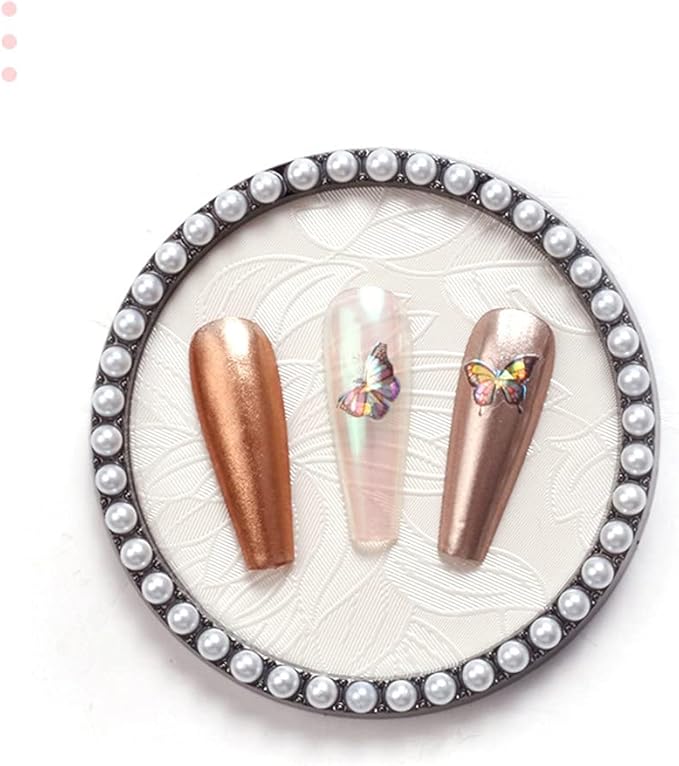 1 Pc Resin Nail Art Palette Nail Art Display Holder Round Inlay Rhinestone Makeup Palette Nail Painting Palette Gel Polish Colors Mixing Pallet (White)-BrightBean Baby