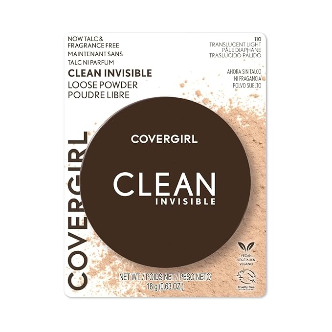 COVERGIRL Clean Invisible Loose Powder - Loose Powder, Setting Powder, Vegan Formula - Translucent Light, 20g (0.7 oz)-BrightBean Baby