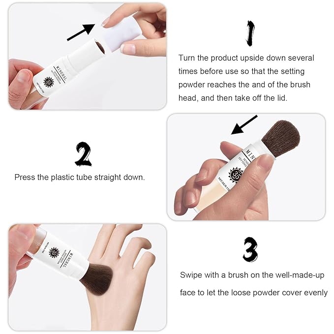 Mineral Sunscreen Setting Powder, SPF 35 Translucent Loose Powder, Mineral Brush Powder, Oil Control Natural Matte Finish, Lasting Lightweight Breathable for All Skin (#02 Fair)-BrightBean Baby