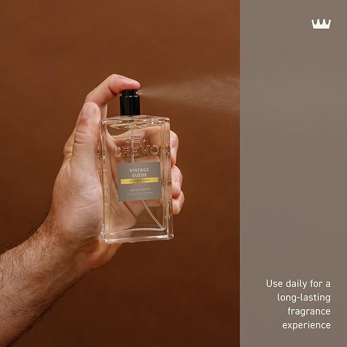 Cremo Cologne for Men - Vintage Suede Mens Cologne Spray- A Combination of White Moss, Rich Amber, and Smooth Suede, Fragrances For Men, 3.4 Fl Oz-BrightBean Baby