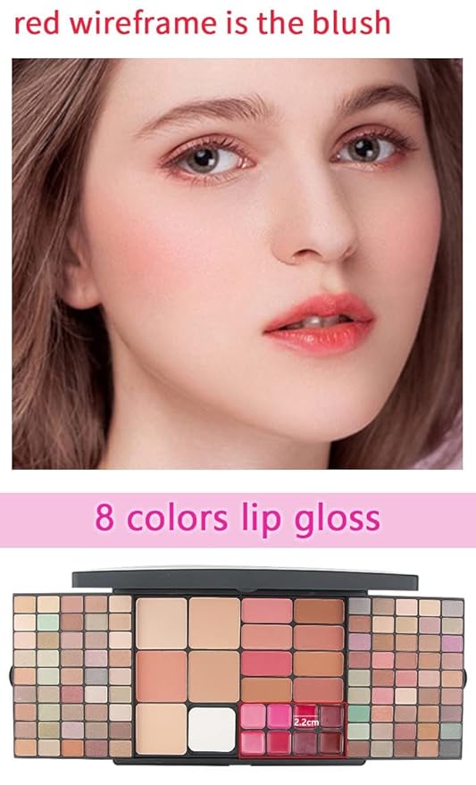 Professional Multi-in-one Makeup Gift Kit for Women - 90 eyeshadow Palette,8 Lipstick Set Lips,8 blush,5 concealer,4 brushes With Mirror,for girls, beginners and professionals Gift Kit-BrightBean Baby