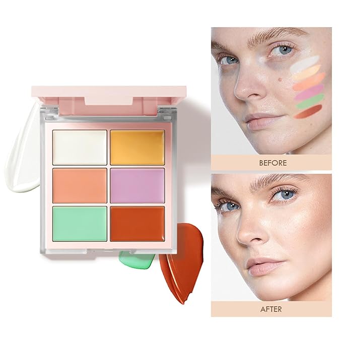 MAEPEOR Face Conceal Contour Palette 6 Colors Full Coverage and Lightweight Concealer Contour Palette Waterproof Long Lasting Contour Palette (Color 01)-BrightBean Baby
