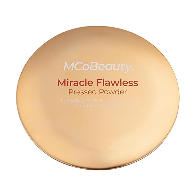 MCoBeauty Miracle Flawless Pressed Powder, Natural Medium Shade, Oil-Control, Soft-Focus Finish with Hydrating Rose Flower Extract & Sweet Almond Oil, Vegan, Cruelty Free Cosmetics-BrightBean Baby