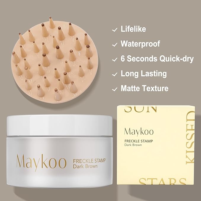 Freckle Stamp Natural Like Freckle Pen Makeup Fake Freckles Cushion Waterproof Long Lasting Quick Dry, Get Sun-kissed Stars Makeup in One Press, Dark Brown, 15 g-BrightBean Baby