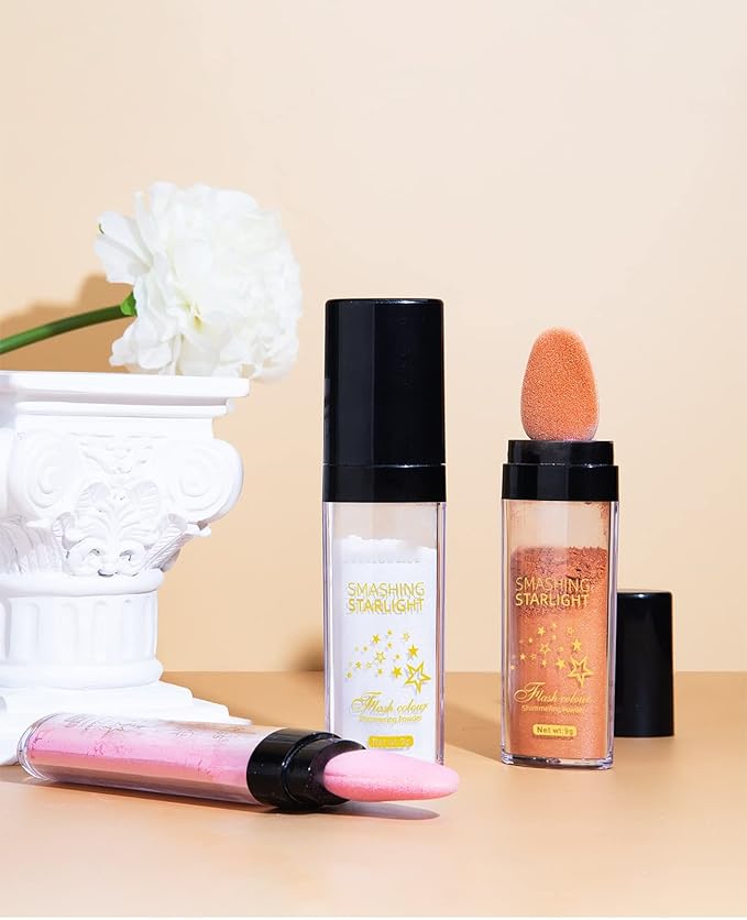 Fairy Highlight Puff Stick Highlight Patting Powder - Multi-Functional Shimmer Powder for Illuminating and Brightening Your Face and Body (#03 Gold Brown)-BrightBean Baby
