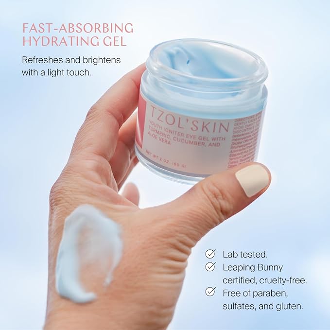 TZOL’SKIN - Youth Igniter Eye Gel - For Tired Eyes - Reduces Look of Puffiness, Fatigue & Dark Circles - Hydrating & Smoothing - Caffeinated - No Paraben, Silicones & Sulfates - Vegan - Cruelty Free-BrightBean Baby