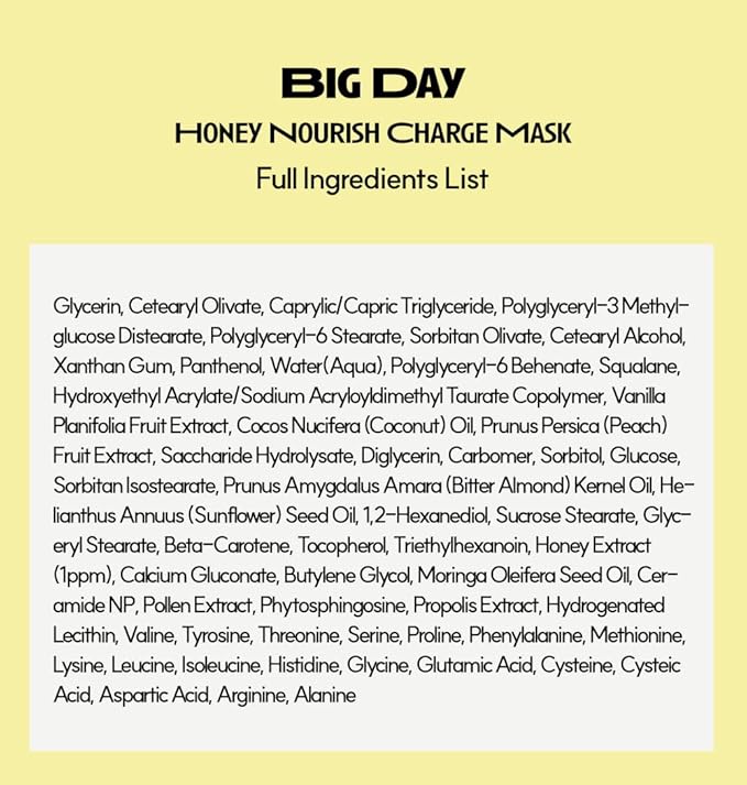 BIG DAY Nourishing Honey Face Mask | Korean Skincare for Deep Hydration & Glow | Propolis, Bee Pollen & Ceramide for Radiance & Skin Barrier Support | 120ml 4.05fl.oz-BrightBean Baby