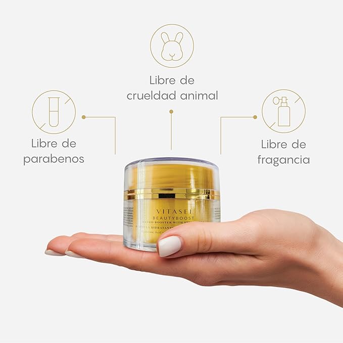 Beautyboost Hydro Booster Anti-Aging Cream W/Hyaluronic Acid, Cotton Stem Cells, Squalane & Niacinamide- 1.7 Fl Oz Gel-Cream Moisturizer for Extra-Dry Skin, Skin Elasticity, Quick-Absorbing-BrightBean Baby