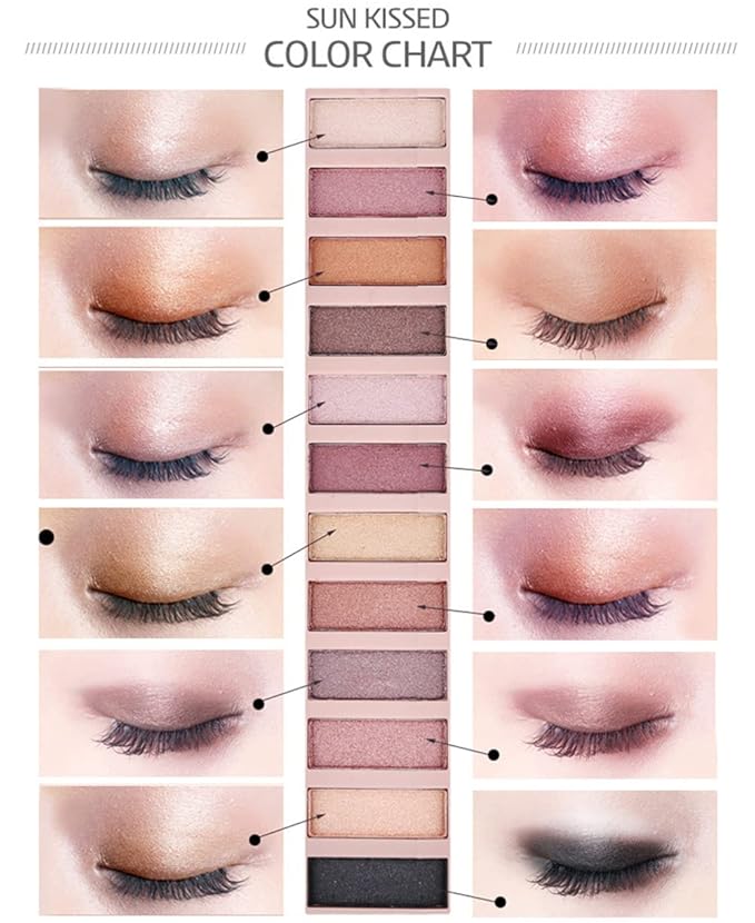 BestLand 12-Color Nude Eyeshadow Palette - Natural Nude Matte & Shimmer Glitter Pigment Eye Shadow Palette Set - Waterproof Smokey Professional Beauty Makeup Kit (B Shimmer)