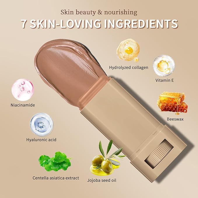 Beauty Balm Serum Boosted Skin Tint – Hydrating Tinted Moisturizer, Lightweight Solid Tinted Foundation Stick for Flawless, Sheer to Medium Coverage, Radiant & Dewy Finish, All-Day Wear (4#, 1)-BrightBean Baby