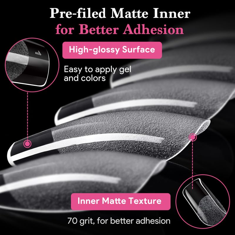 Short Square False Nail Tips, 15 Sizes 510 PCS Clear French Press On Fake Nail Soft Pre-shaped Half Matte Full Cover Gel Nail Tips Extensions Thick Long Lasting for DIY Beginners & Salon Manicure-BrightBean Baby