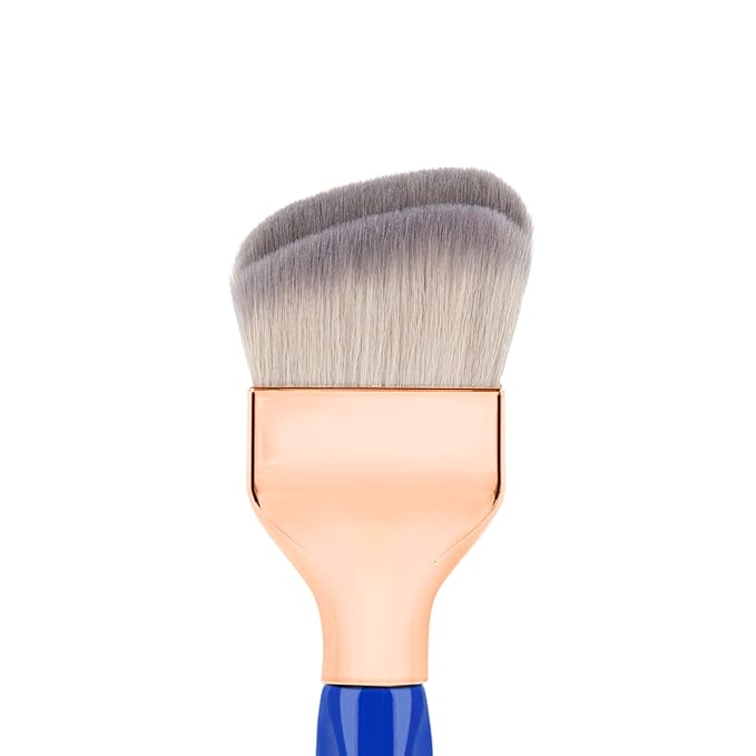 Bdellium Tools Professional Makeup Brush - Golden Triangle 971 Large Slanted Double Dome Blender - With All Vegan and Soft Synthetic Fibers, For Foundation Application & Blending (Blue, 1pc)-BrightBean Baby