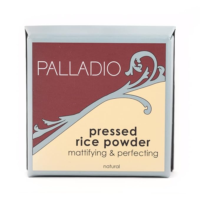 Palladio, Pressed Rice Powder with Mirror Mattifying Makeup Setting that Lasts All Day Instantly Absorbs Oil Works alone or with makeup, Translucent, 0.26 Ounce-BrightBean Baby