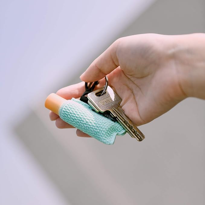 Beautyflier Cute Elastic Lip Balm Holder Keychain, Lipstick Sleeve Chapstick Sleeve Holder for Burts Bees Chapstick-BrightBean Baby