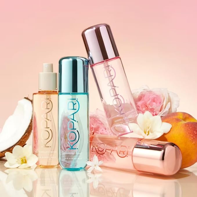 Kopari Hair & Body Mist Malibu Peach, Long-Lasting Playful Vibrant Tropical Scent, Warm Floral Fragrance, Blend of Peach with a Kiss of Jasmine, 4 oz-BrightBean Baby