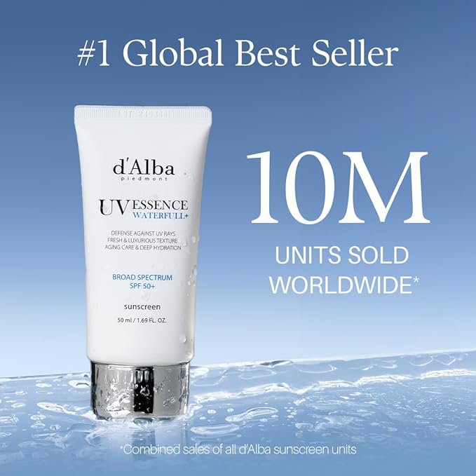 d'alba Piedmont Italian White Truffle Waterfull Essence Sunscreen, Vegan Skincare, Lightweight Sunscreen with BROAD SPECTRUM SPF 50+, Glowy, Safe for all Skin Types, Korean Skin Care (1.69 fl. oz)-BrightBean Baby