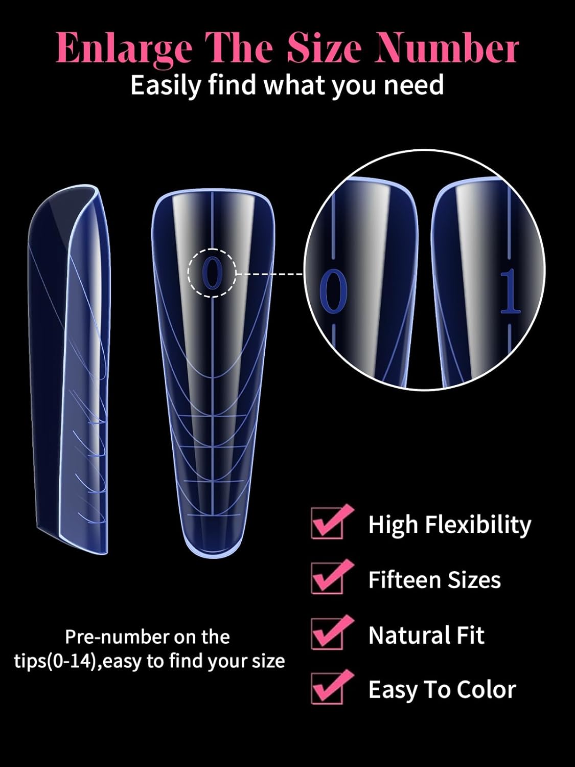 EBANKU 150Pcs Dual Nail Forms, Blue Poly Gel Nail Molds Square Full Cover Coffin Nail Tips Extension Forms for Gel Manicure Nail Art Design Salon&DIY-15 Sizes-BrightBean Baby