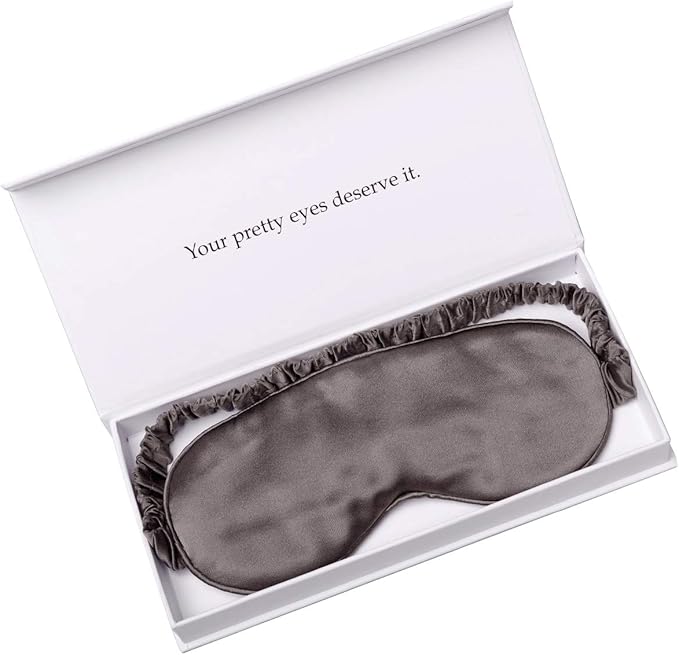 Silk Sleep Mask Light Blocking Luxury 100% Mulberry 19mm Silk Eye Mask Eye Cover Blindfold Ultra Soft Light & Comfy Anti Aging Skin Care with Travel Bag Gift Package-BrightBean Baby