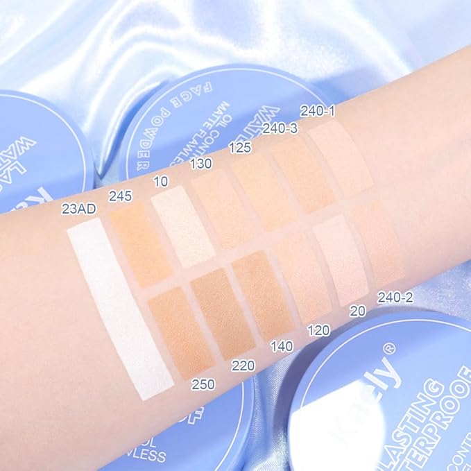 evpct Kaely Oil Control Pressed Face Powder, Get Smooth Flawless Fine Lines and Lightweight Finishing Foundation, Control Shine Long Lasting Waterproof Face Setting Powder Cosmetic, 12 Radiant Sand-BrightBean Baby