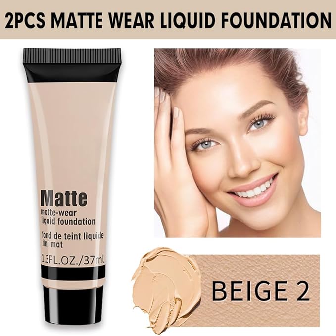 1 Pack Matte Oil Free Concealer Foundation Cream,Professional Make-up Base Facial Matte Full Coverage Liquid Concealer Hide Foundation Primer Makeup Repair Kit.(BEIGE 5#)-BrightBean Baby