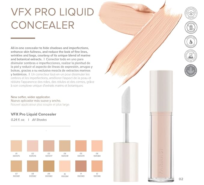 FARMASI Vfx Pro Liquid Concealer Makeup, All-in-one Full Coverage, Highly Pigmented Concealer for All Skin Type, Hide Shadows & Imperfections, Enhance Skin Fullness Foundation Concealer 0,24 Fl Oz W04-BrightBean Baby