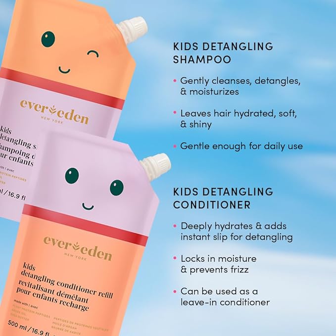 Evereden Kids Shampoo Refill, 16.9 fl oz | Detangling, Clean, Non-Toxic Ingredients | Gentle Kids Haircare-BrightBean Baby