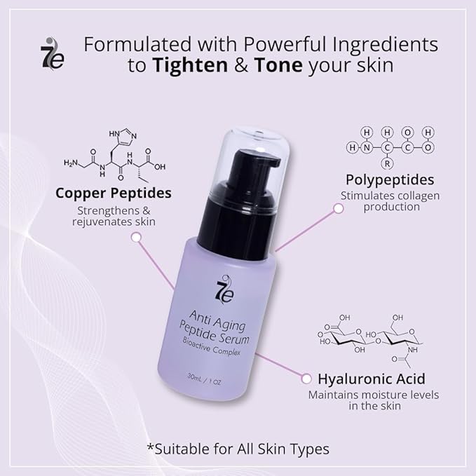 7E Wellness:Anti-Aging Peptide Serum, Anti-Wrinkle Copper Peptide Serum With Hyaluronic Acid & Polypeptides - Supports Collagen & Elastin Production | Brightening, Firming & Hydrating for Face-BrightBean Baby