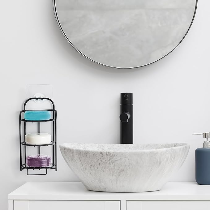 3-Tier Shower Soap Shampoo Bar Holder, Self Adhesive & Freestanding Draining Bathroom Soap Dish Caddy for Bathroom Wall Accesories Decor-BrightBean Baby