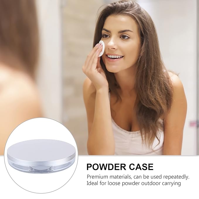 Artibetter Empty Reusable Powder Box 2pcs Loose Powder Containers with Elasticated Net Sifter, Mirror and Puff 5g Loose Powder Compact Case Air Cushion Case for DIY Makeup and Travel ( ) Travel Powder-BrightBean Baby