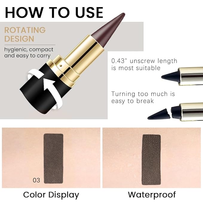Kaely Brown Gel Eyeliner Pencil,Waterproof Smudge Proof Eye Liner Pen,Cat Eye Goth Halloween Makeup,Eye Black Face Paint Lipstick Crayon,Color Colorful Eyeliner Eyeshadow Stick,03