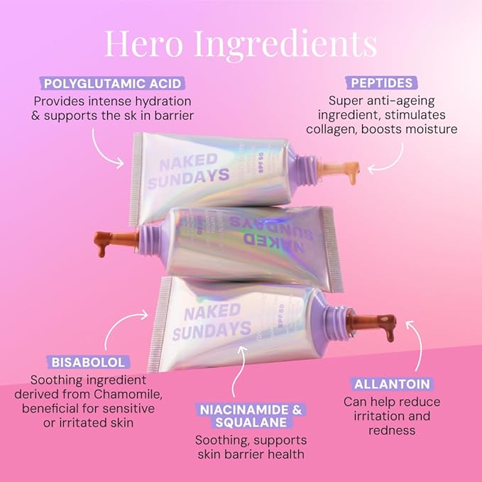 Naked Sundays BeautyScreen™ SPF 50 Mineral Peptide Foundation Tint – 2-in-1 Skin Tint & Mineral Sunscreen | Radiant, Buildable Coverage, Acne-Safe, Infused with Peptides (10 Deep Neutral, 1.01 oz)-BrightBean Baby