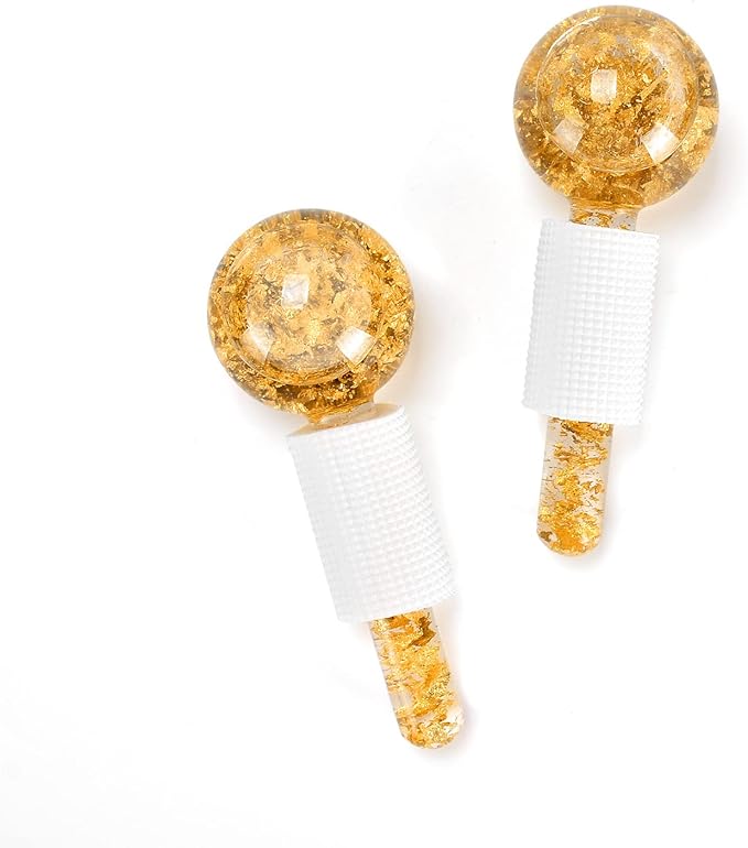 Ice Cryo Sticks Facial Globe with Golded Essence- 2PC Cooling Globes for Cold or Hot Skin Massagers, Face Globe for Skin Care Routine-BrightBean Baby
