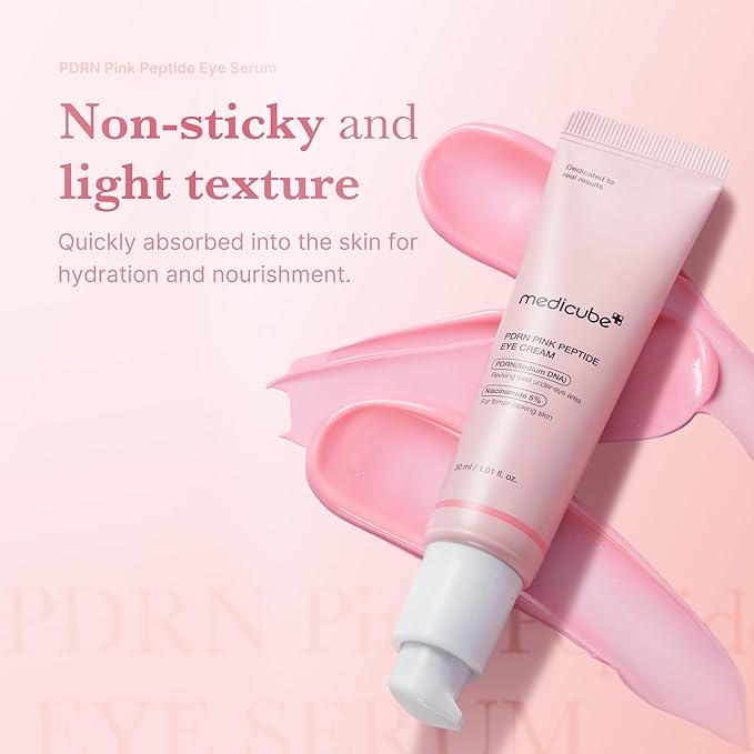 medicube Salmon DNA PDRN Pink Peptide Eye Serum with Niacinamide and 99% Purity Retinol for Fine Lines, Uneven Skin Tone, Korean Skin Care 1.01fl.oz-BrightBean Baby