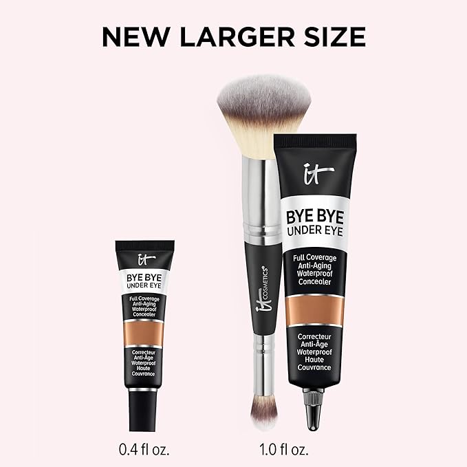 IT Cosmetics Makeup Set - Includes Supersize Bye Bye Under Eye Concealer (40.5 Deep) + Heavenly Luxe Complexion Perfection Concealer Brush (1 fl oz) - with Collagen, Hyaluronic Acid & Antioxidants-BrightBean Baby