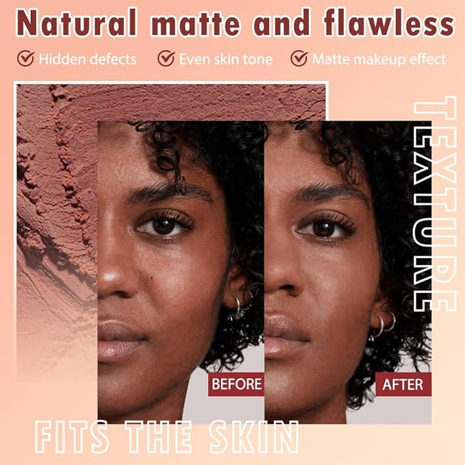 Oil Control Face Pressed Powder, Matte powder setting powder, long-lasting and waterproof loose powder, Flawless Lightweight Face Cosmetics, Cruelty-free, (08, 1 Pcs)-BrightBean Baby