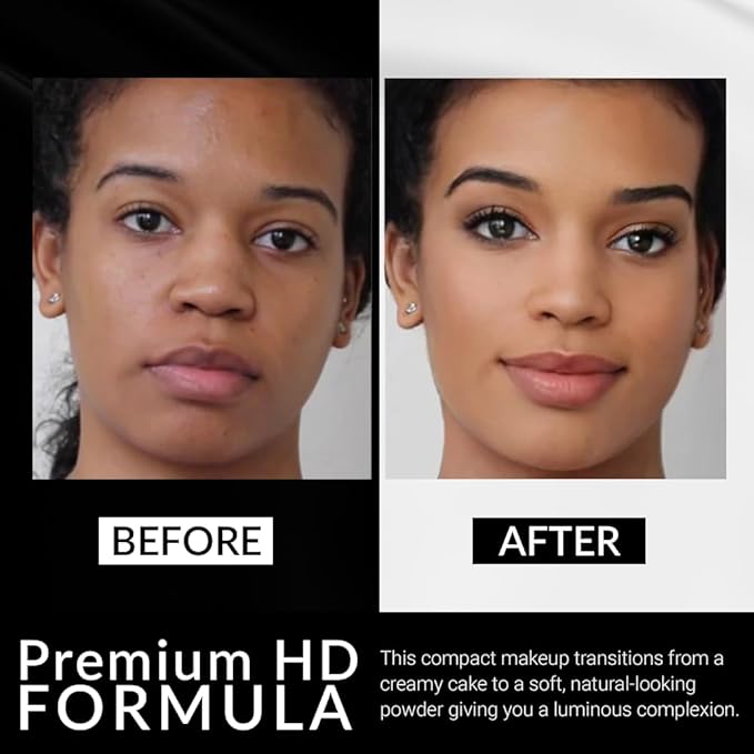 Cream To Powder Foundation by Flori Roberts, Full Coverage for Women of Color or Deeper Skin Tones, Long Lasting Makeup, Matte Finish, Covers Uneven Complexion and Hides Imperfections, 0.30 oz-BrightBean Baby
