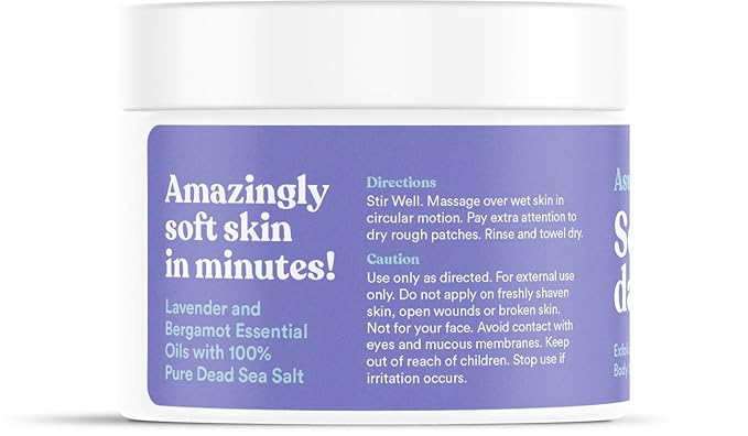 ASUTRA Dead Sea Salt Essential Oil Body Scrub Exfoliator (Soothing Lavender), 16 oz - Ultra Hydrating, Gentle, & Moisturizing - Coconut, Lavender, and Bergamot Oils-BrightBean Baby