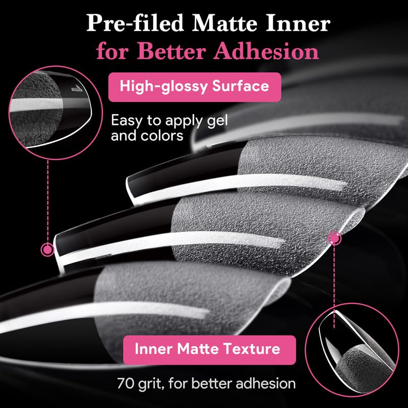 Extra Short Coffin False Nail Tips, 15 Sizes 510 PCS Clear Soft Press On Fake Nail Pre-shaped Half Matte Full Cover Gel Nail Tips Extensions Thick Long Lasting for DIY Beginners & Salon Manicure-BrightBean Baby