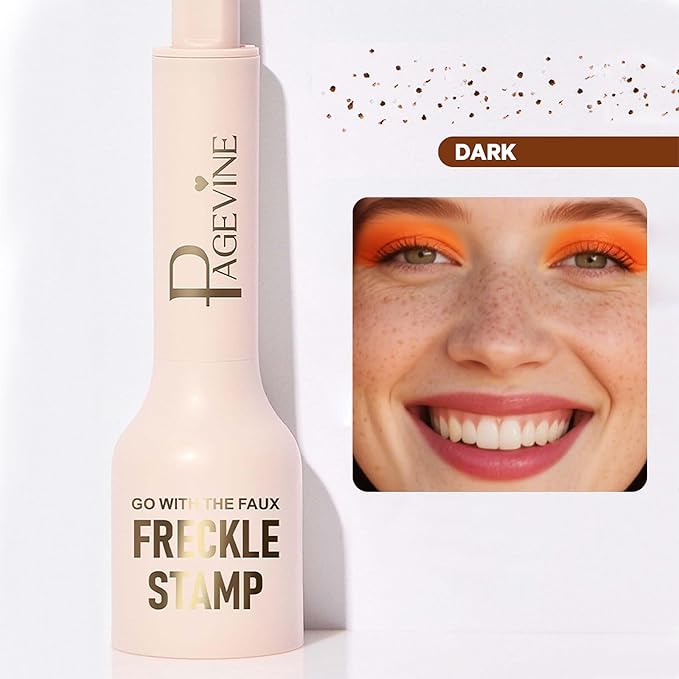 Freckle Stamp - Freckle Pen Waterproof, Long Lasting Fake Freckles, Quick Dry 5-Point Faux Freckles Stamp Cushion Stain Marker in One Press Natural and Lifelike Sunkissed Pencil Tool Makeup (#3-Dark)-BrightBean Baby