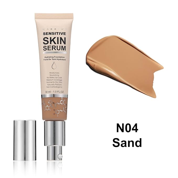MAEPEOR Hydrating Foundation 6 Colors Full Coverage Liquid Foundation Naturally Mattle Oil-Control Foundation for All Skin Tone (04 Sand)-BrightBean Baby