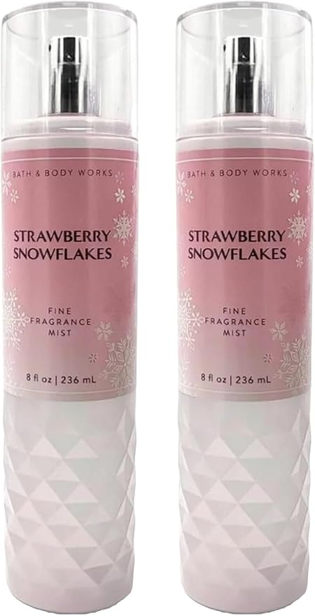 Bath & Body Works Strawberry Snowflakes Fine Fragrance Body Mist Gift Set 8 oz Pack Lot of 2 (Strawberry Snowflakes) 8 Fl Oz (Pack of 2) 16 Fl Oz-BrightBean Baby