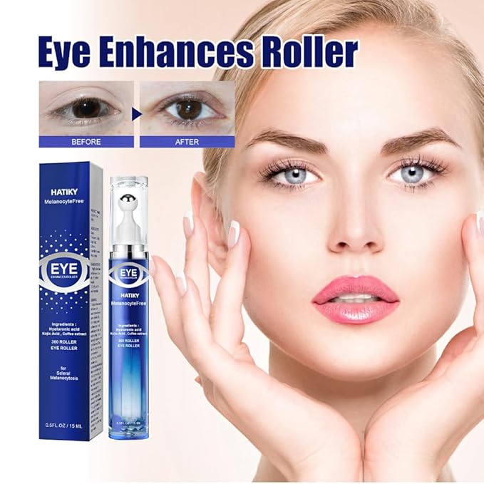 Caffeine Eye Cream with 360° Eye roller for Puffy Eyes -Under Eye Cream for Dark Circles and Puffiness - 5% Caffeine Eye Serum Reduce Wrinkles, Fine Lines and Under Eye Bags-BrightBean Baby