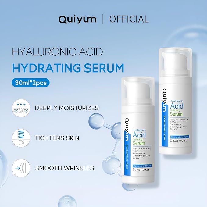 Hyaluronic Acid Serum for Face, Hydrating Face Serum for Dry Skin W/Hymagic-4D, Squalane, Vitamin C & E for Plumping, Hydrating & Anti-Aging Serum, Skin Care, 1.06fl.oz, Pack of 2-BrightBean Baby