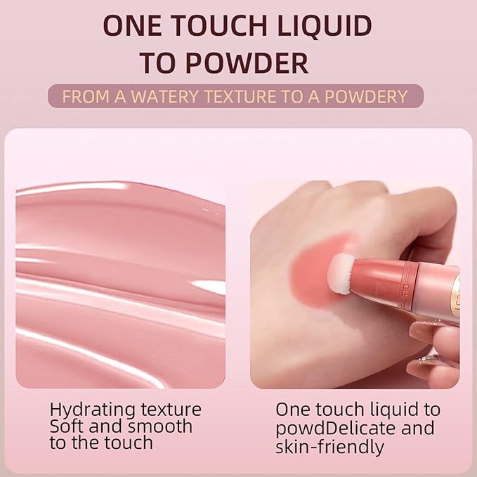 Liquid Blush Beauty Wand Matte Cream Blush Stick with Soft Cushion Applicator For Natural Cheek Tint Blendable Lightweight Long Lasting Dewy Finish makeup blush for Face(01 Nude Orange)-BrightBean Baby