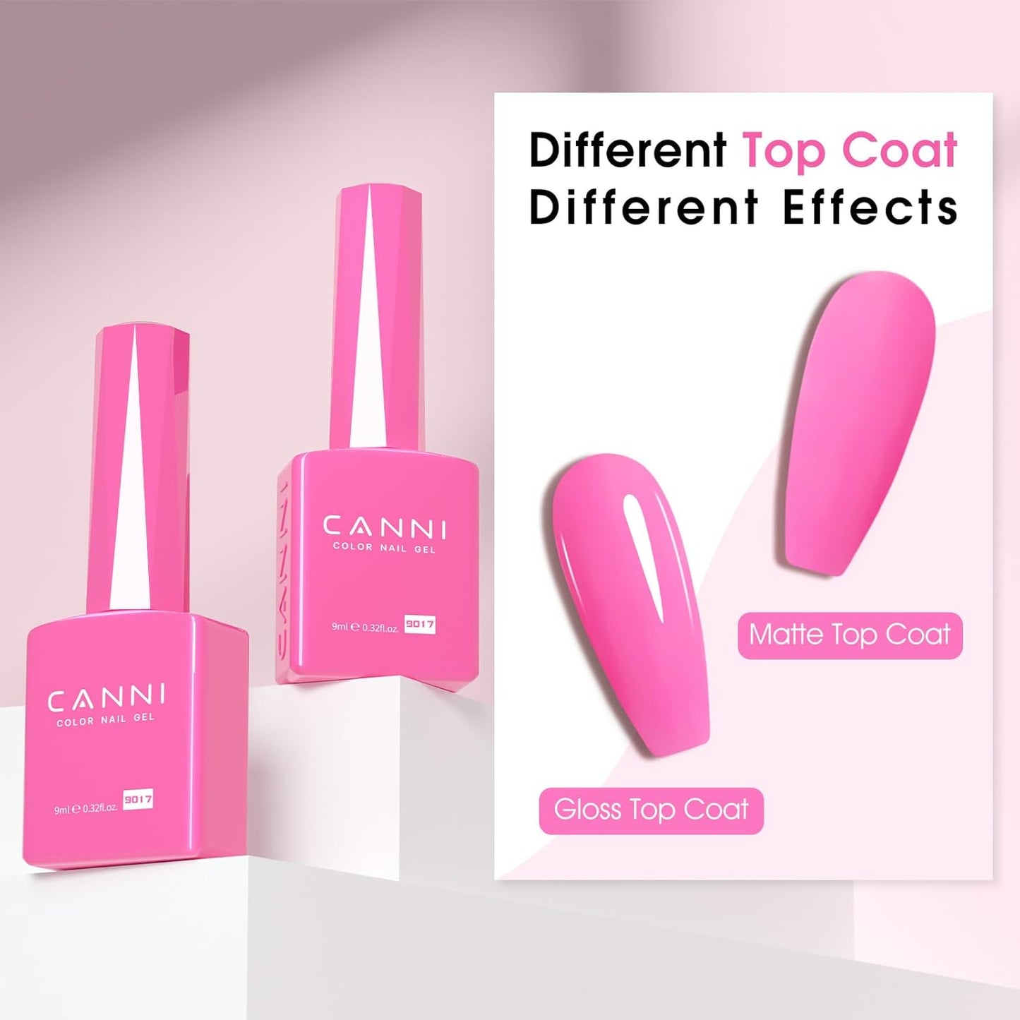 CANNI Hot Pink Gel Nail Polish – 9ml Soak Off UV LED, Long Lasting High Gloss for DIY & Salon Use For Women-BrightBean Baby